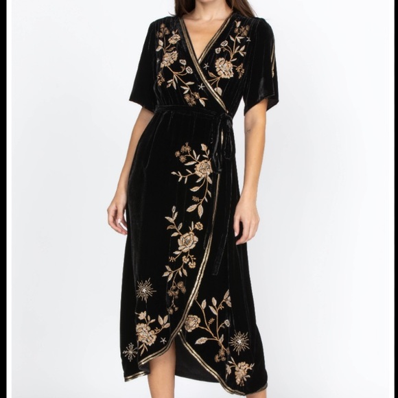 JOHNNY WAS Ally Velvet Wrap Dress - Picture 3 of 8